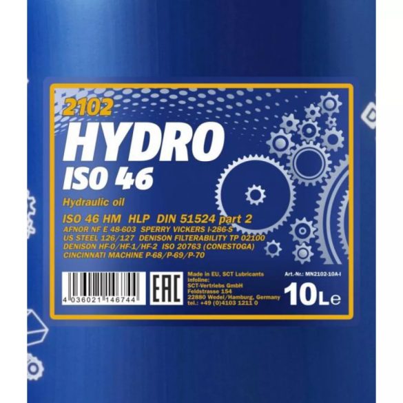 Mannol 2102 Hydro ISO 46, ISO HM, DIN HLP hidraulikaolaj 10 liter