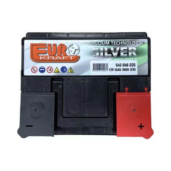 Eurokraft Silver 12V 45Ah 360A Jobb+ autó akkumulátor