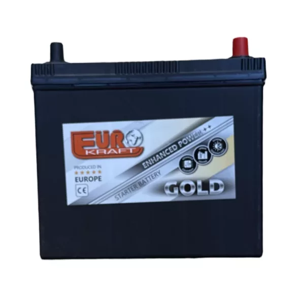 Eurokraft Gold Asia 12V 45Ah 380A Jobb+ Akkumulátor (vékony sarus)