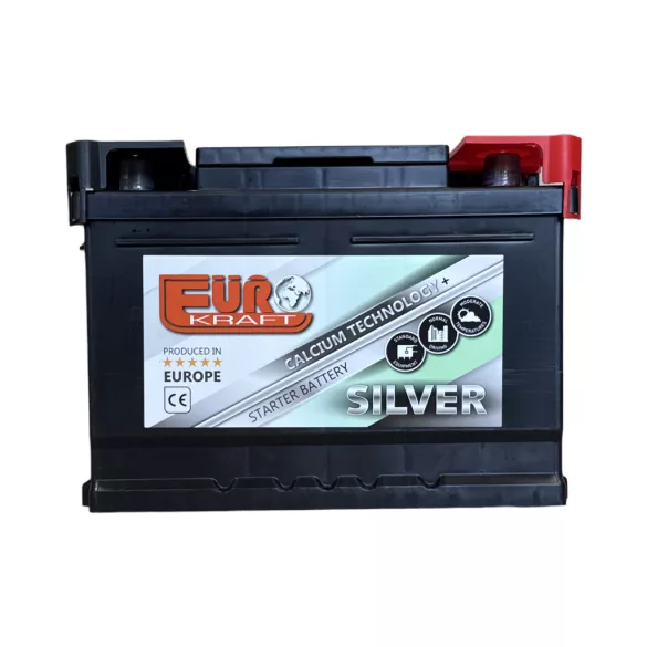 Eurokraft Silver 12V 55Ah 480A Jobb+ autó akkumulátor