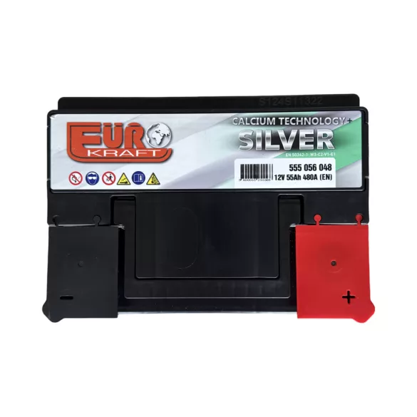 Eurokraft Silver 12V 55Ah 480A Jobb+ autó akkumulátor