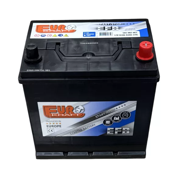 Eurokraft EFB Start Stop Asia 12V 65Ah 640A Jobb+ Akkumulátor (Mazda)