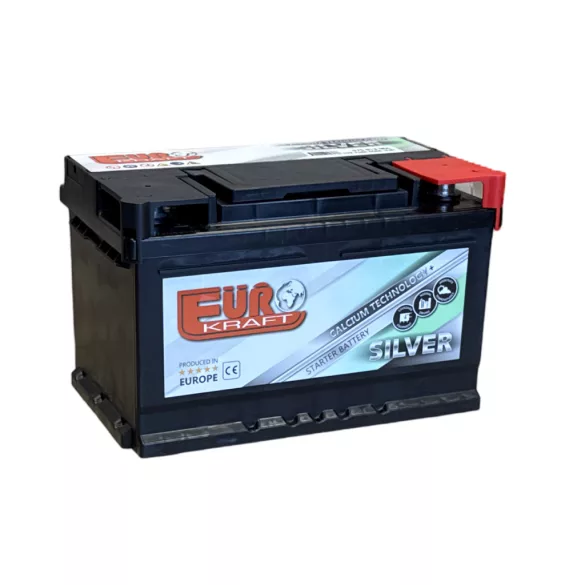 Eurokraft Silver 12V 75Ah 640A Jobb+ autó akkumulátor
