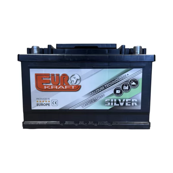 Eurokraft Silver 12V 75Ah 640A Jobb+ autó akkumulátor