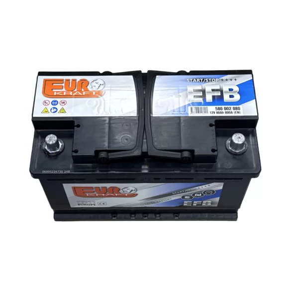 Eurokraft Start-Stop EFB 12V 80Ah 800A Jobb+ Autó Akkumulátor