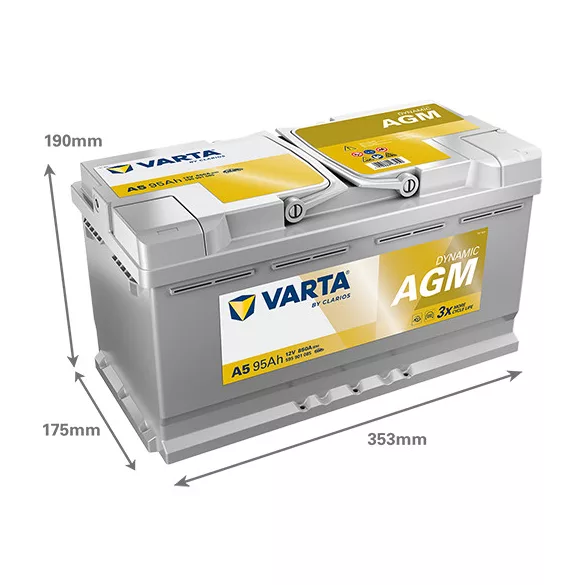 Varta Dynamic AGM 12V 95Ah 850A Jobb+ Autó akkumulátor (A5)