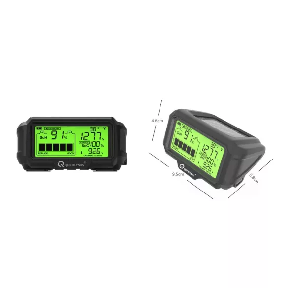 Battery Monitor 12V-os akkumulátor állapot- és töltés teszter, napelemes LED-es kijelző egységgel
