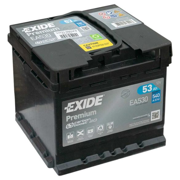Exide Premium 12V 53Ah 540A jobb+ autó akkumulátor (EA530)