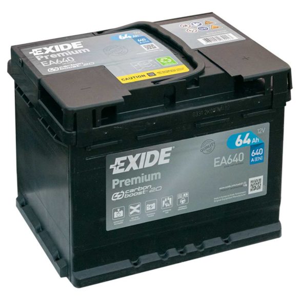 Exide Premium 12V 64Ah 640A jobb+ autó akkumulátor (EA640)