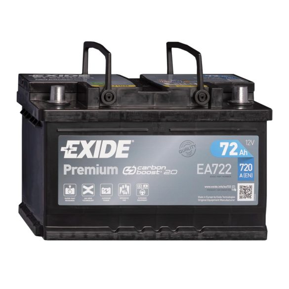 Exide Premium 12V 72Ah 720A Jobb+ autó akkumulátor (EA722)