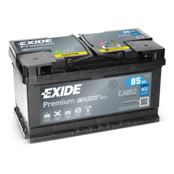 Exide Premium 12V 85Ah 800A jobb+ autó akkumulátor (EA852)