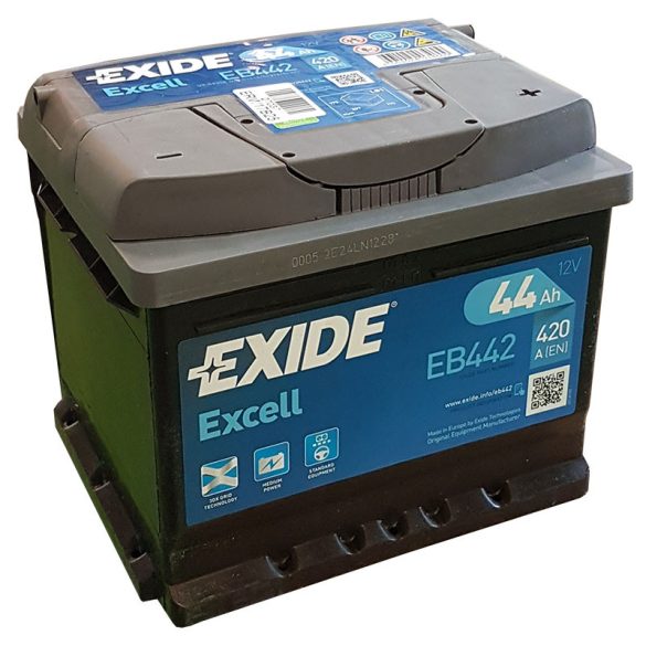 Exide Excell 12V 44Ah 420A Jobb+ Akkumulátor (EB442)