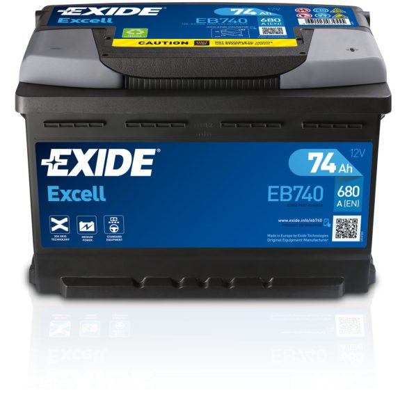 Exide Excell 12V 74Ah 680A Jobb+ Akkumulátor (EB740)