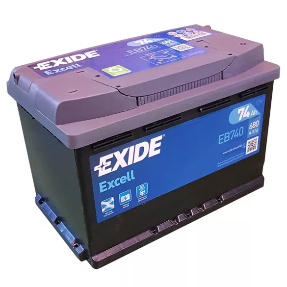 Exide Excell 12V 74Ah 680A Jobb+ Akkumulátor (EB740)