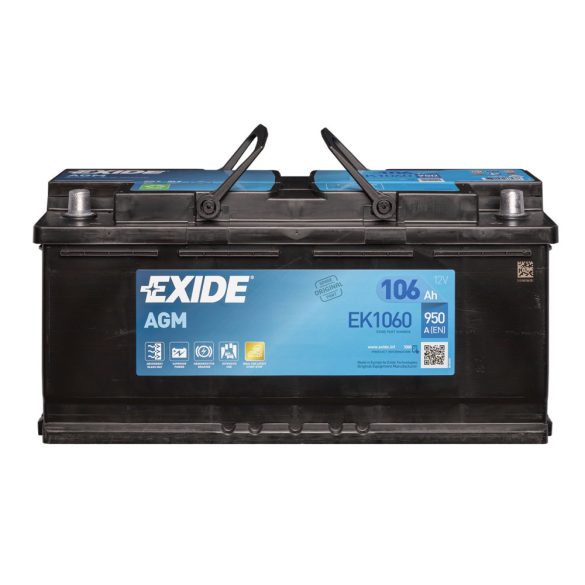 Exide Start-Stop AGM 12V 106Ah 950A jobb+ Autó Akkumulátor (EK1060)