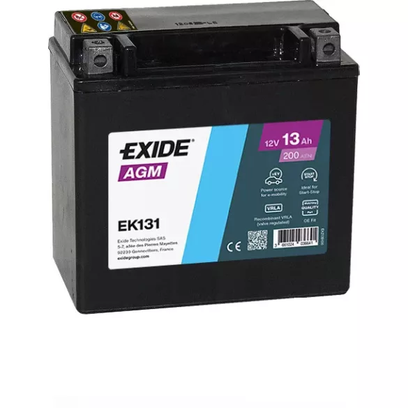 Exide AGM 13Ah 200A Bal+ Akkumulátor (EK131)