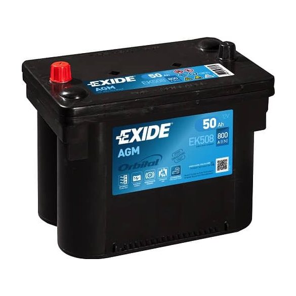 EXIDE Maxxima Start Stop AGM Orbital Autó Akkumulátor 12V 50Ah 800A Bal+ (EK508)