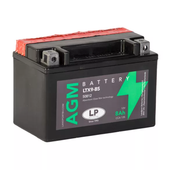 Landport AGM LTX9-BS 12V 8Ah 135A Bal+ motor akkumulátor (YTX9-BS)