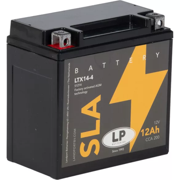 Landport SLA LTX14-4  12V 12Ah 200A Bal+motor akkumulátor (YTX14-4, YTX14-BS, GTX14-4)