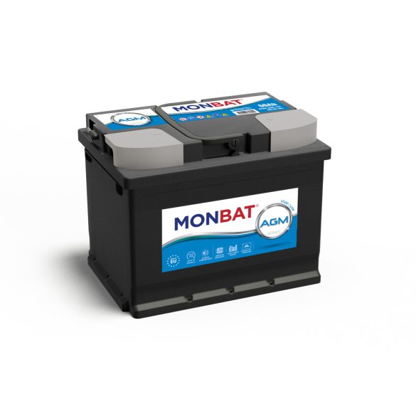 Monbat AGM Start Stop 12V 60Ah 640A Jobb+ Akkumulátor