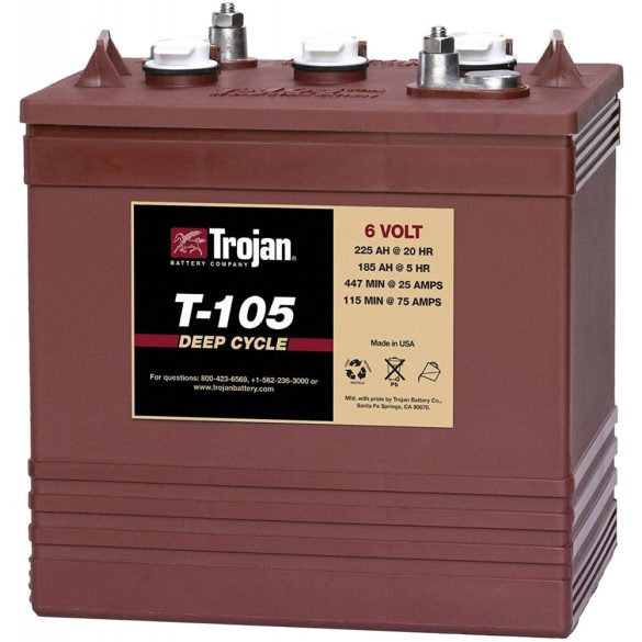 Trojan T-105 Plus munka akkumulátor 6V 225Ah (3/9 GiS 197 BS Plus)