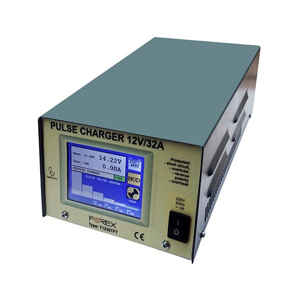 Forex T1232TFT automata akkumulátor töltő 12V 32A érintőképernyővel
